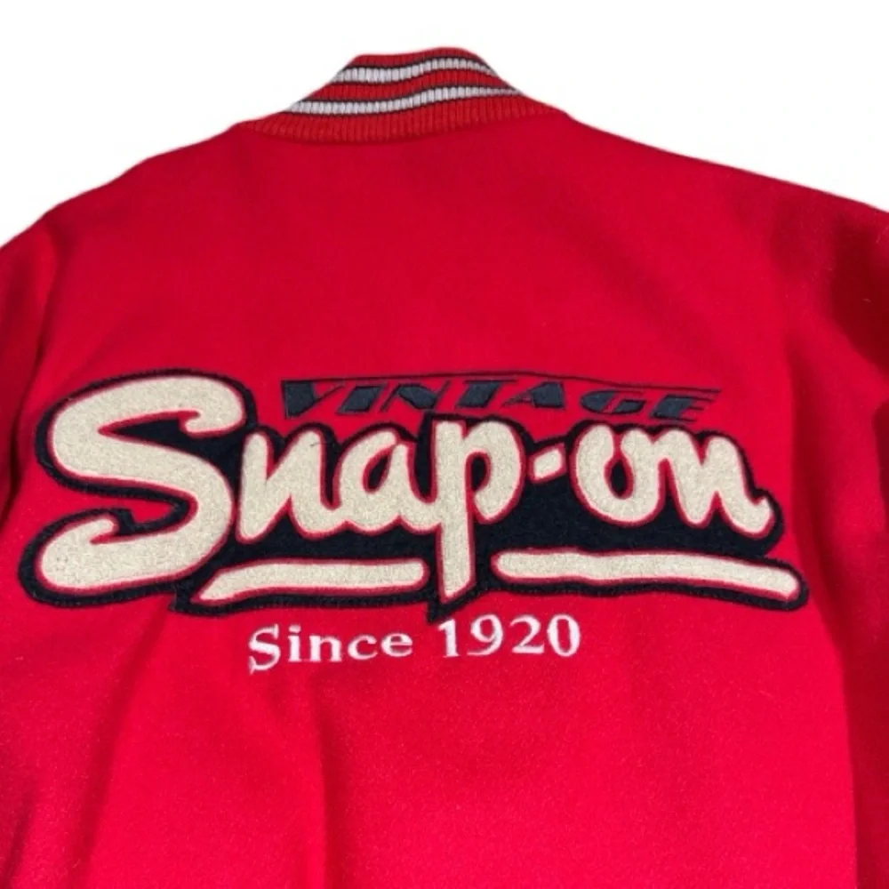 Vintage Snap-On Choko Motorsports Red Wool & Black Leather Men's Jacket Size L